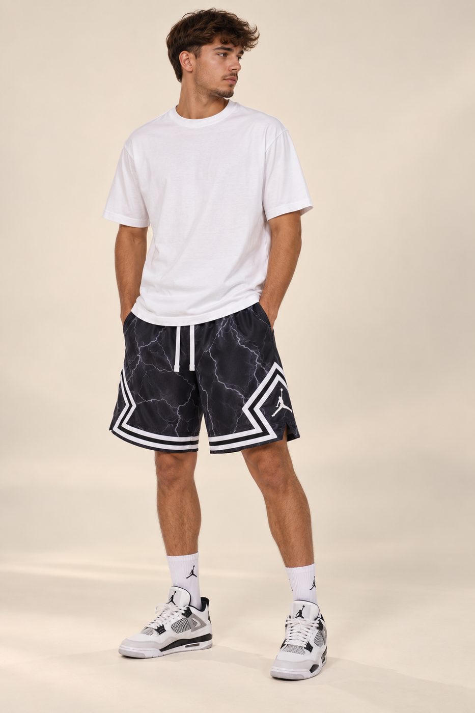 Jordan Shorts ברקים שחור-לבן