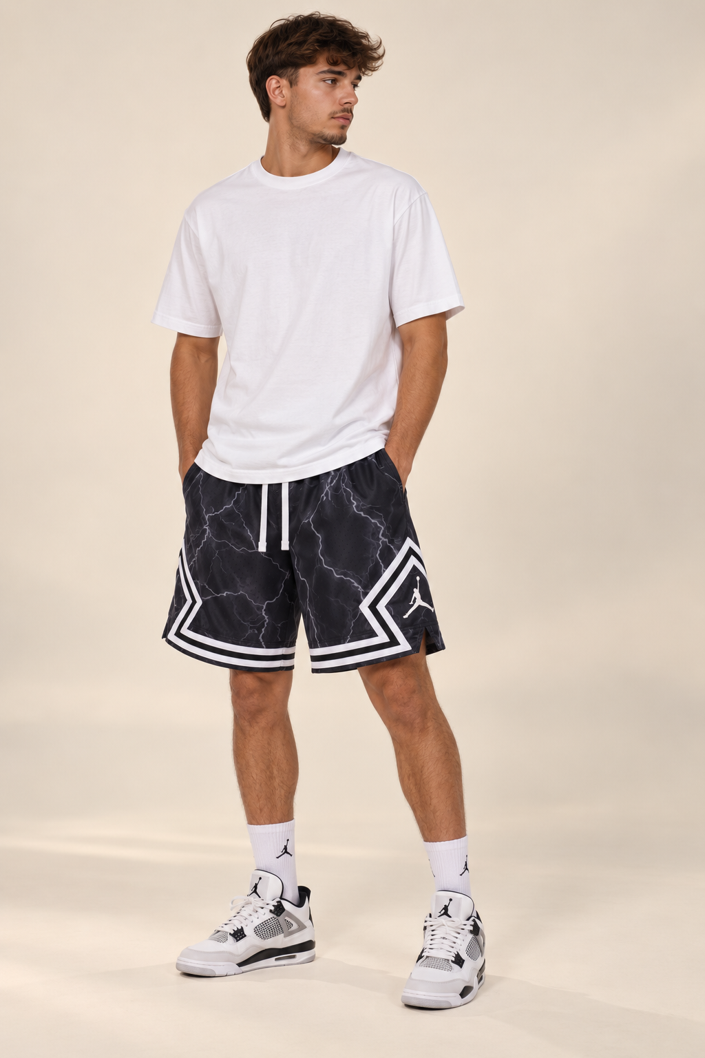 Jordan Shorts ברקים שחור-לבן