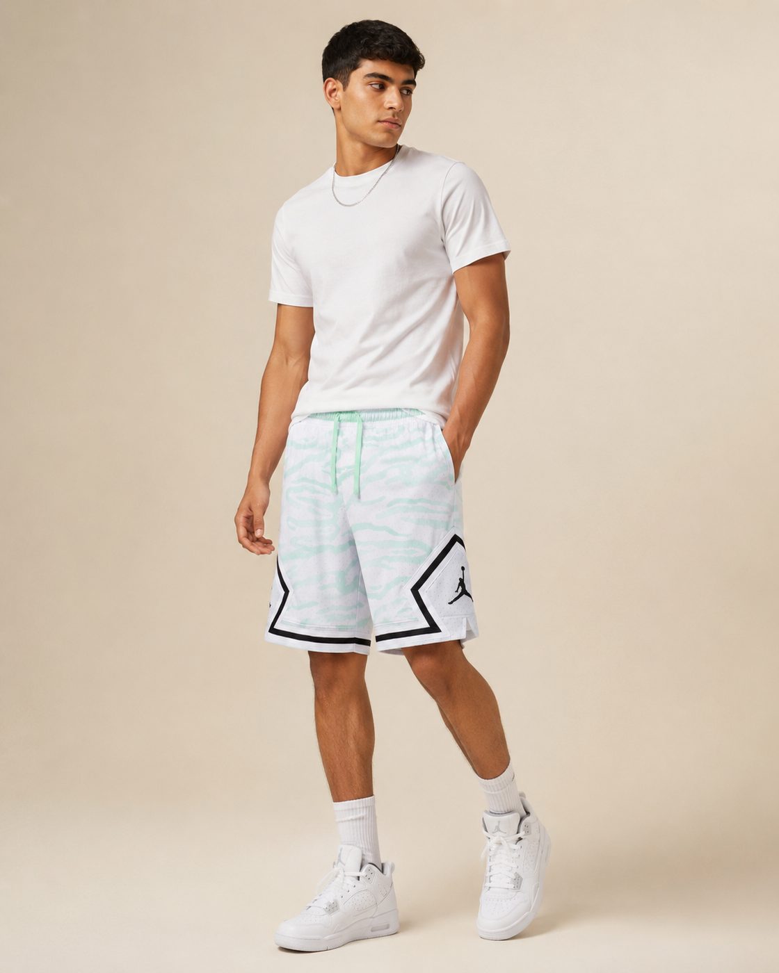 Jordan Shorts זברה מנטה-לבן