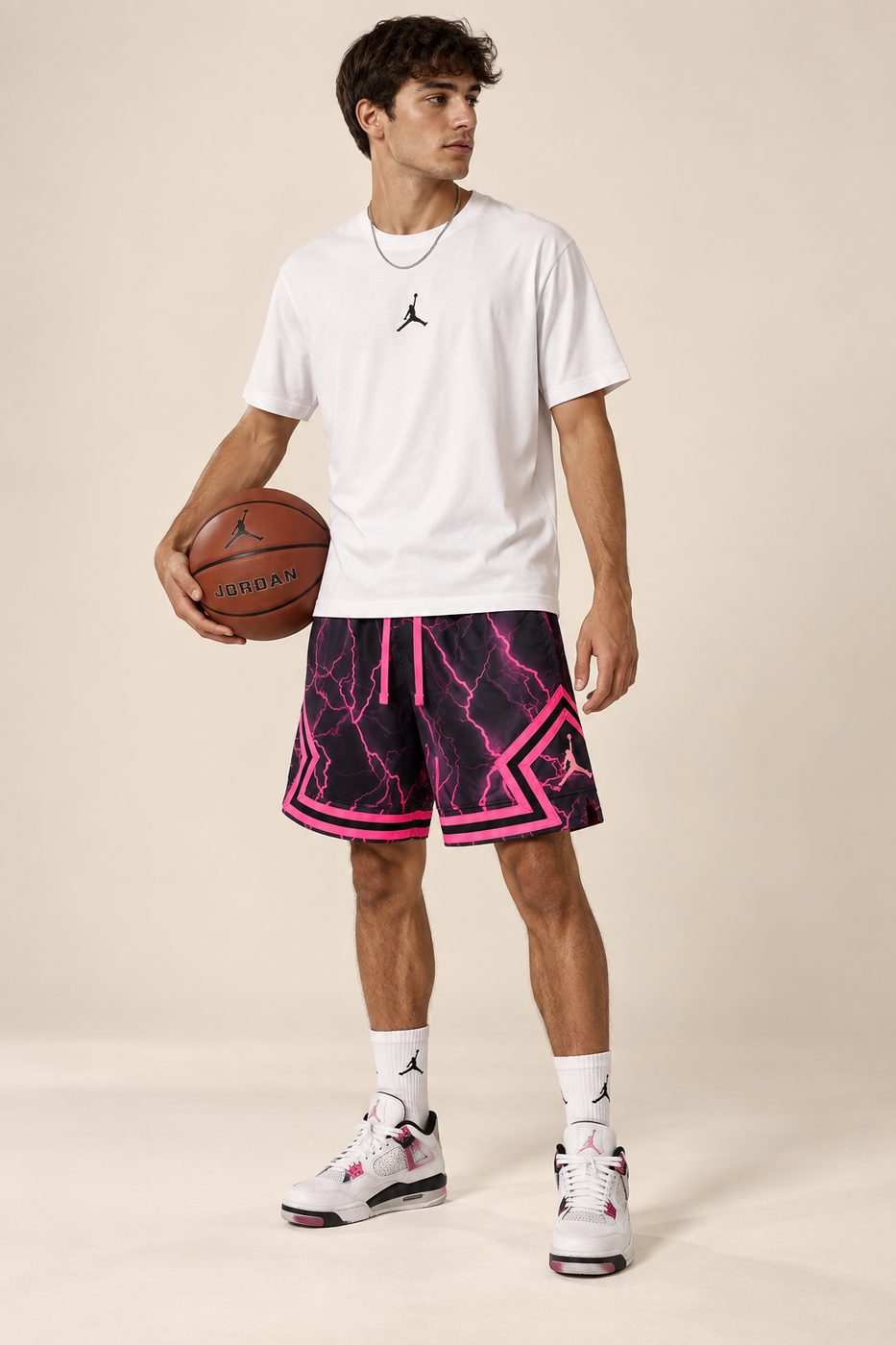 Jordan Shorts ברקים ורוד-שחור