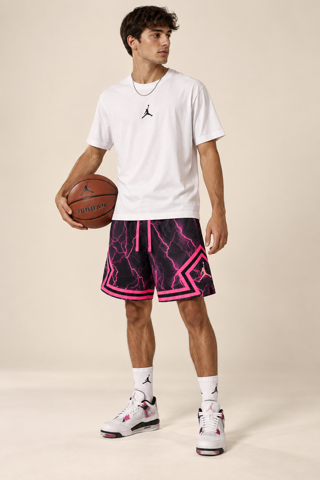 Jordan Shorts ברקים ורוד-שחור